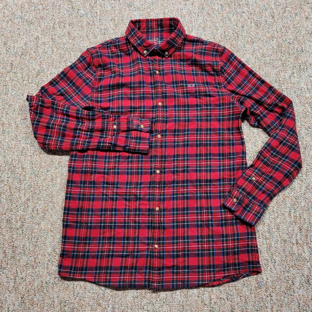 Vineyard Vines Shirt Boys XL Red Plaid Button Down Preppy Long Sleeve